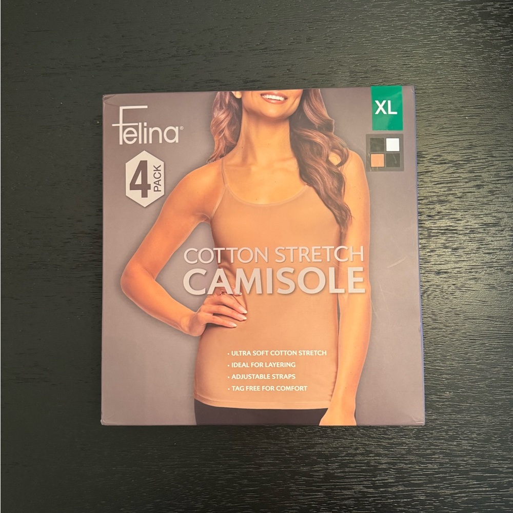 NWT Felina Cotton Stretch Camisole 4-Pack